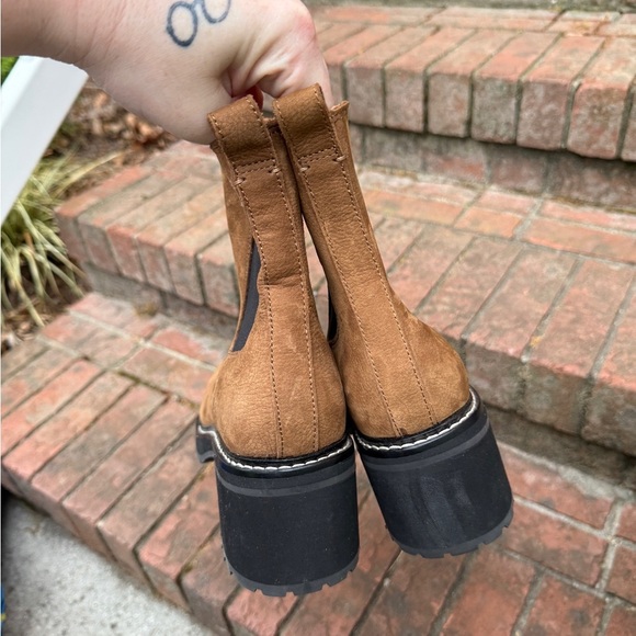 Madewell Brown Leather Boots Size 11M Women’s Boots Carina Platform Chelsea - Picture 8 of 11